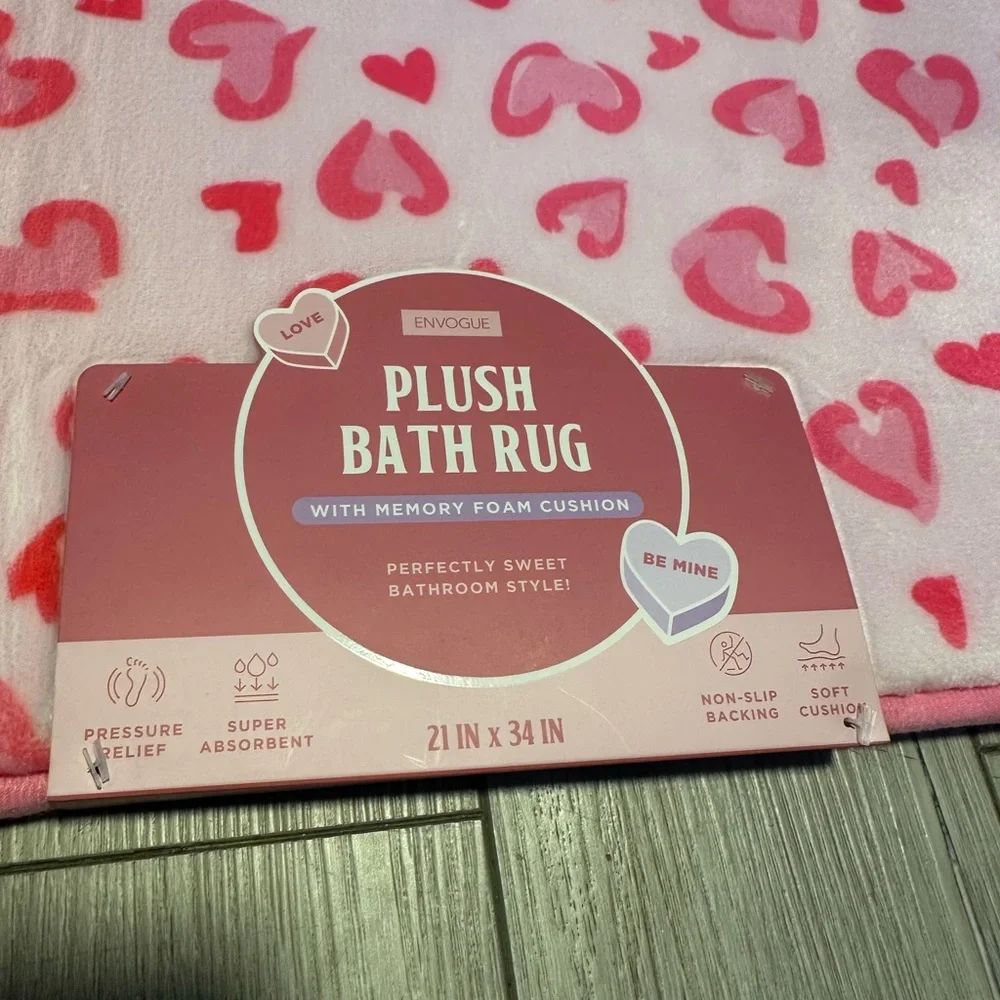 Envogue Plush Bath Rug 21”x34” memory foam Pink Leopard Hearts
